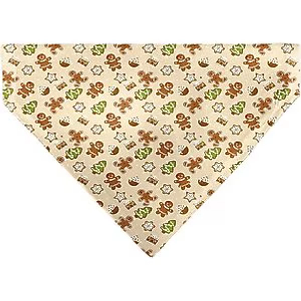 Buckle-Down Holiday Decorated Gingerbread Cookies Collage Slip-On Dog Bandana, Tan
