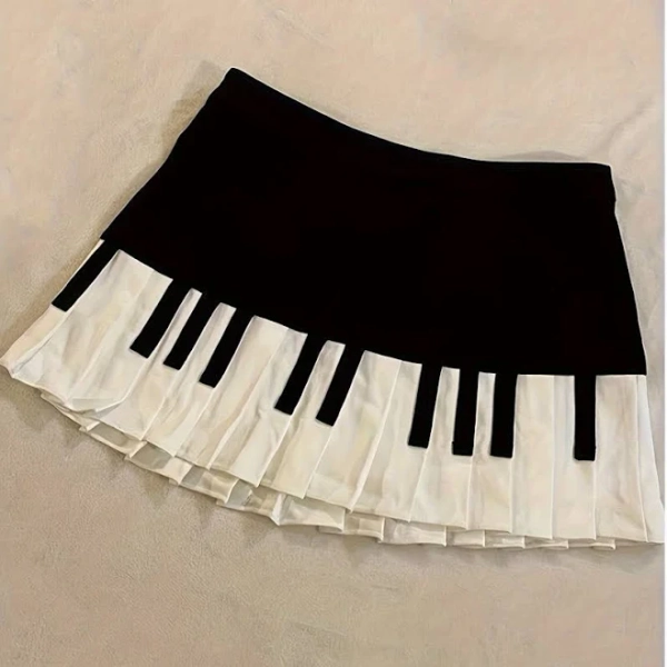 Women's Retro High-Waisted Piano Skirt