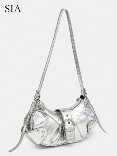 Lightweight Portable Vintage Crossbody Bag For Women: Punk & Gothic Y2K Style Vegan Leather Motorcycle Purse With Rivets, Metal Chains & Adjustable Strap – Accessories For Teens, College Girls, Street Fashion, Concerts, Music Festivals, And Edgy Outfits., Halloween Purse Perfect For Fancy Party Halloween Fashion & Gothic Fashion