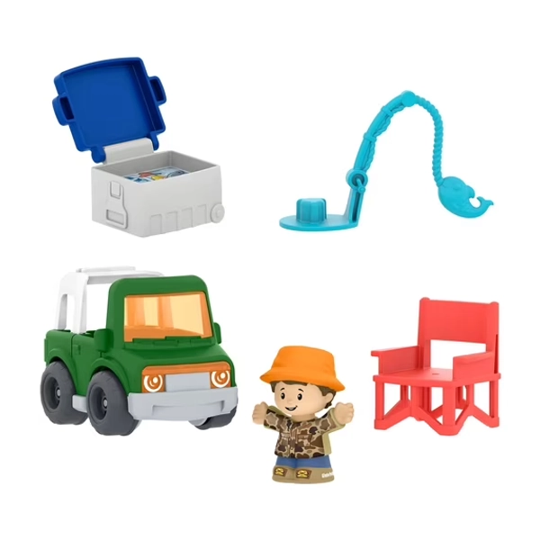 Fisher-Price Little People Fishing Trip Adventure Figure & Vehicle Set for Toddlers, 5 Pieces