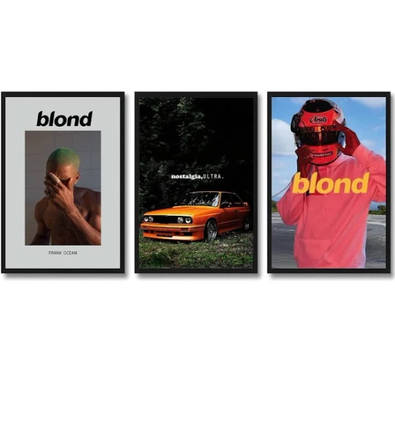 KUCOON Frank Ocean Poster Blonde Album Cover Posters for Room Aesthetic Canvas Wall Art Print Family Bedroom Decor Posters 08x12inch-3pcs