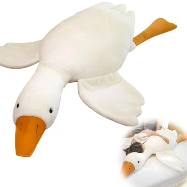 Cute Giant White Goose Stuffed Animal Duck Plush , Extra Soft Duck Stuffed Animal Hugging Pillow with Rotund Belly, Safety Nursery Decor & Sensory Comfort Toy, Cuddle Companion for Kids