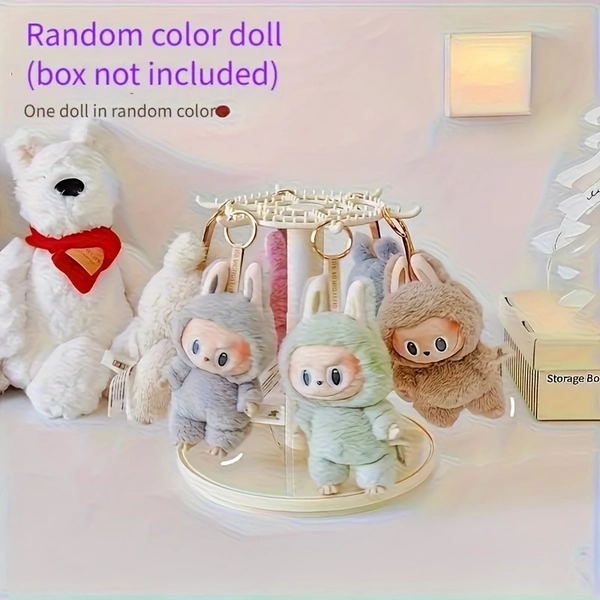 1pc LABUBU or 360° Rotating Acrylic Storage Box - Transparent Cylindrical Dust-proof Storage Box with Hook, Perfect for Collectibles, Pendants and Labubu Themed Decorations | and (Dolls)