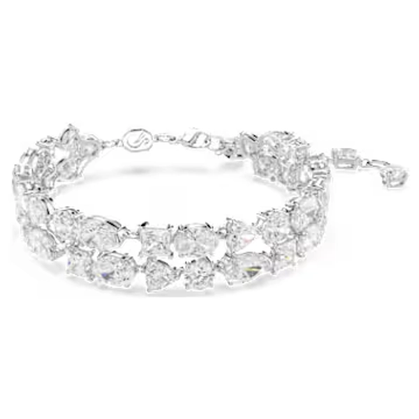 Mesmera bracelet, Mixed cuts, White, Rhodium plated