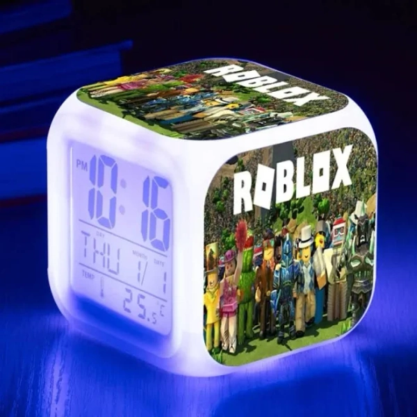 Roblox Colorful Alarm Clock Large Screen Digital Square Clock Creative Multi functional Electronic