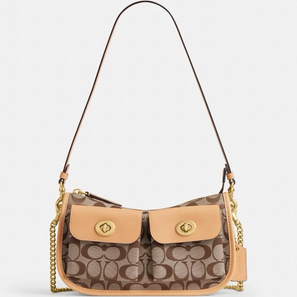 Coach Women's Signature Jacquard Twin Turnlock Waverly Shoulder Bag