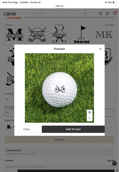 Make It Your Hole in One - Monogrammed Initial Name - Personalized Golf Ball Stamp - CALLIE