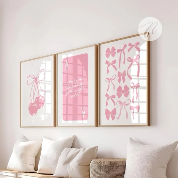 Pink Bows Print Set of 3