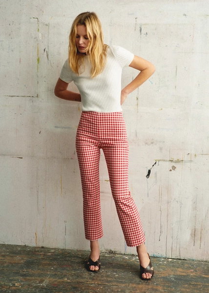 Ciara Trousers - Gingham Red Ecru