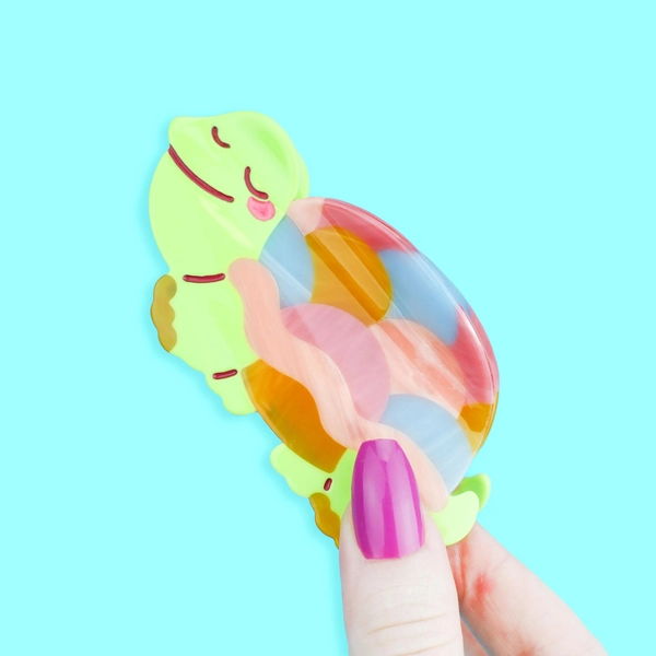 Turtle Colorful Shell Claw, Cute, Turtles, Funny Animals, Pastel, Rainbow, Iridescent, Hair Accessory, Strong, Clip, Acetate Hair Claw