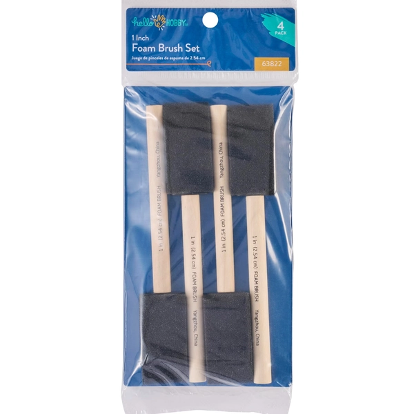 Hello Hobby 4 Piece Foam Paint Brush Set, 1" - Walmart.com