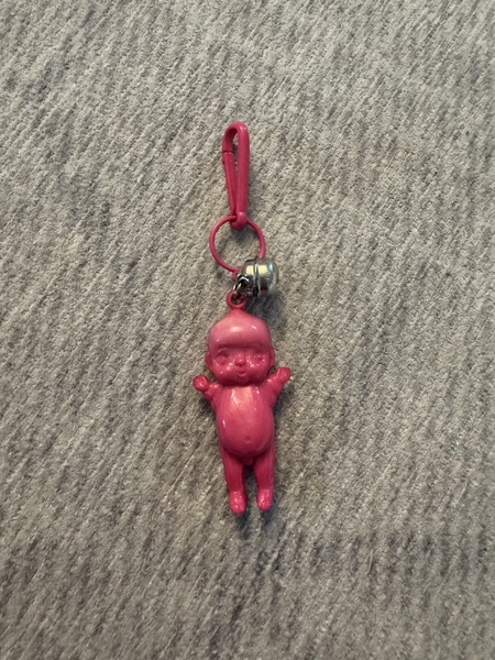 Vintage 1980's Plastic Clip Bell Charm Pink Baby RARE