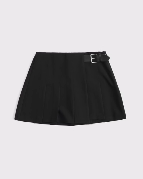 Minijupe-short plissée portefeuille à ornements
