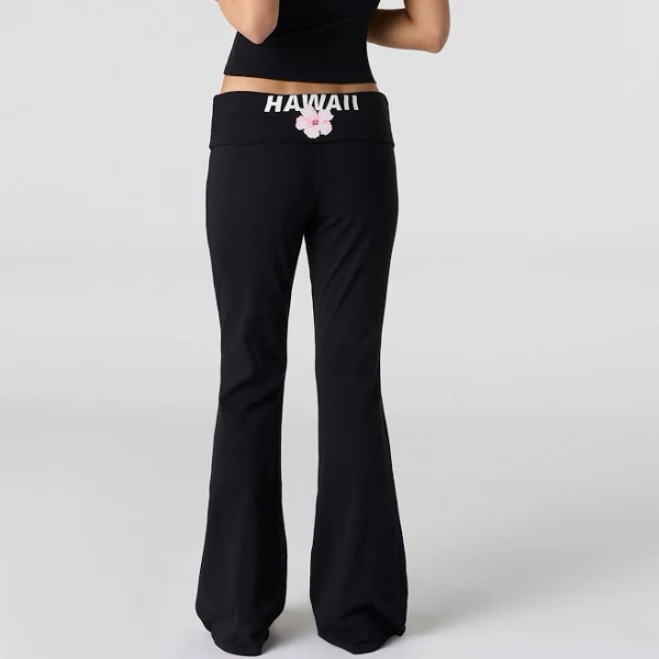 Urban Planet Women's Foldover Waist Flare Pant Black - S