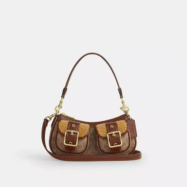 Gold/Tan/Vintage Brown Ashton Bag With Signature Canvas