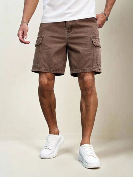 RONVEXI Men's Plain Color Casual Denim Shorts, Suitable For Summer Street Hang Out Tropical Work