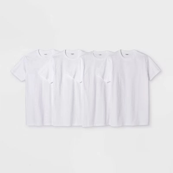 Men's Short Sleeve 4pk Crew Neck T-Shirt - Goodfellow & Co™ White L: Cotton Jersey Pullover