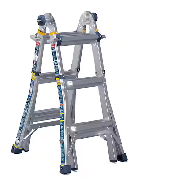 Werner 5 in 1 Multi Position Pro 14 ft. Reach Aluminum Adjustable Multi Position Ladder, 375 lb. Load Capacity Type IAA Duty MT-14IAA