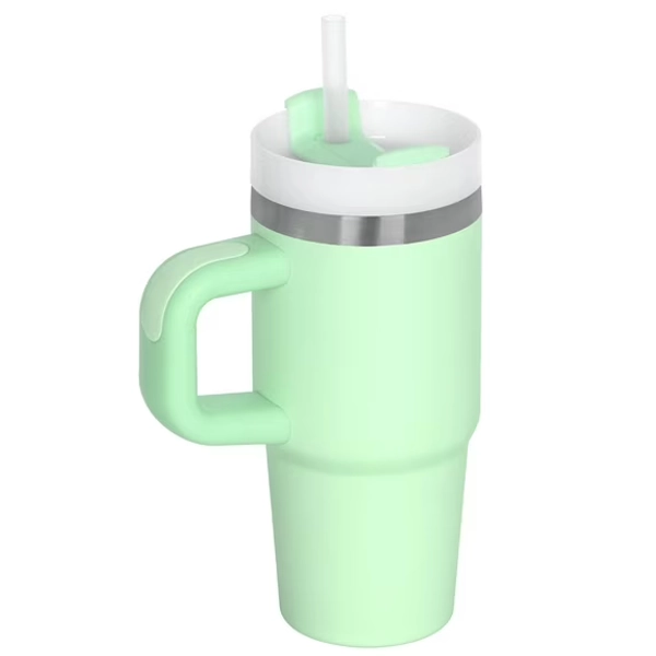 14 Oz Tumbler with Handle and Straw for Kids, Stainless Steel Vacuum Insulated Cup for Children. 14 Oz Mug Gift for Kids (Light Green)