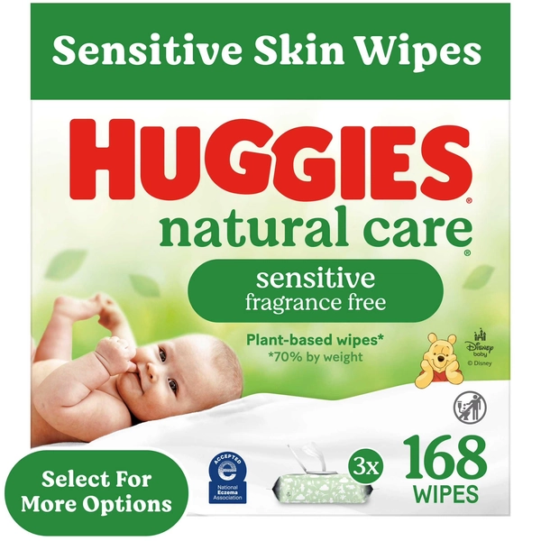 Huggies Natural Care Sensitive Baby Wipes, Unscented, 3 Flip-Top Packs, 168 Count - Walmart.com