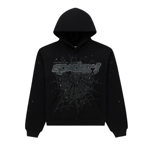 Buy Sp5der Rhinestone Punk V2 Hoodie 'Black' - ST041SS26BLK | GOAT