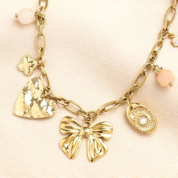 Lisa Angel Stainless Steel Chunky Charm Necklace