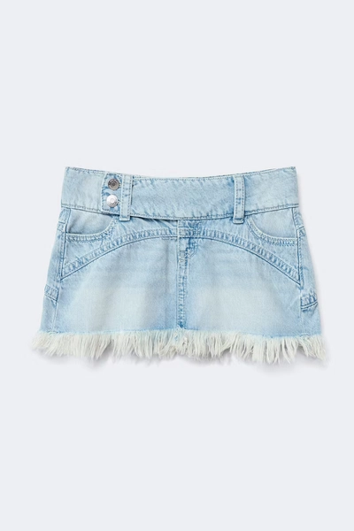 14+ pleated low denim skirt