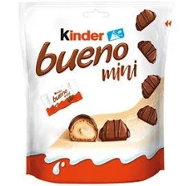 KINDER BUENO MINI WAFFLE IN MILK CHOCOLATE FILLED WITH MILK NUT FILLING 108 G 16 PIECES