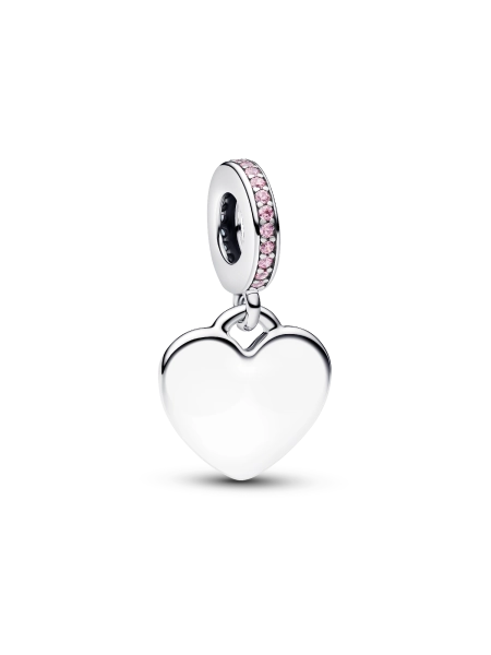 Engravable Heart Pink Stone Dangle Charm