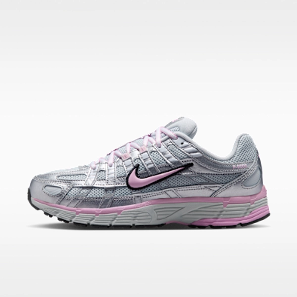 Nike P-6000 Schuh (Damen) - Pure Platinum/Metallic Silver/Schwarz/Pink Rise - Size 5