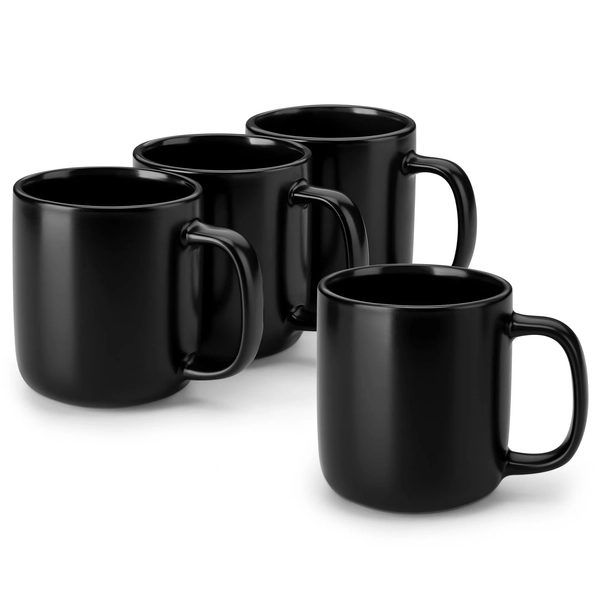Malacasa Stoneware Coffee Mugs Set, 16 oz Coffee Cups Set of 4, Dishwasher & Microwave Safe, Black - Walmart.com