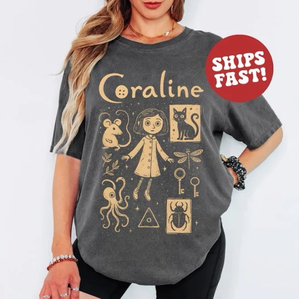 Spooky Gothic Coraline Graphic Hoodie