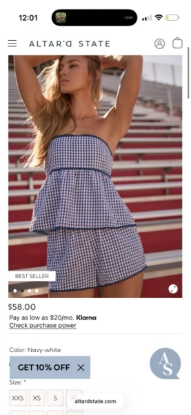 Sharpay Gingham Tube Top