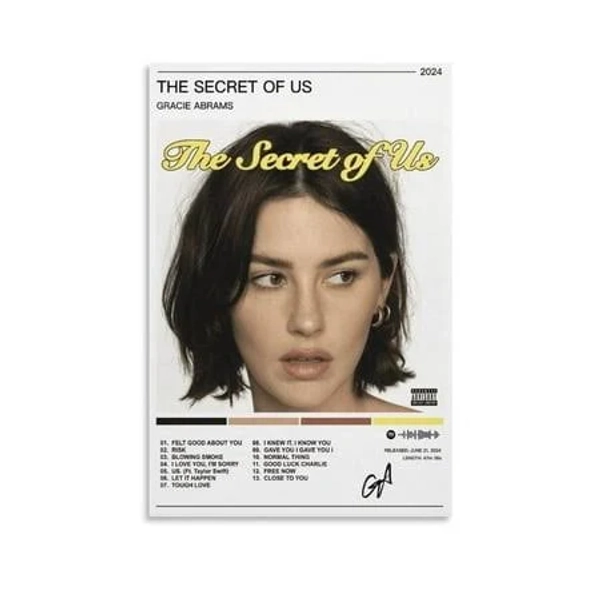 Gracie Abrams The Secret of Us Posters & Prints on Canvas Wall Art Poster for Room Decor, Size: 16x24inch(40x60cm)
