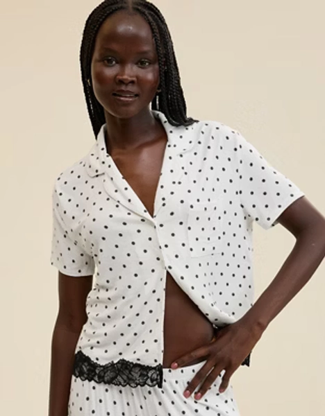 Aerie Real Soft® Ribbed Pajama Shirt and matching shorts