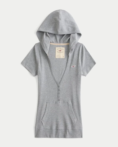 Short-Sleeve Henley Hoodie