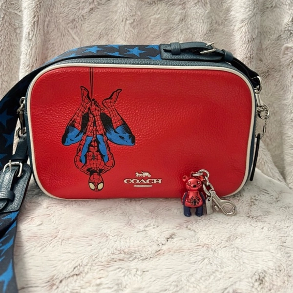 Coach x Marvel Spider-Man Crossbody Bag with Matching Coach Bear Keychain