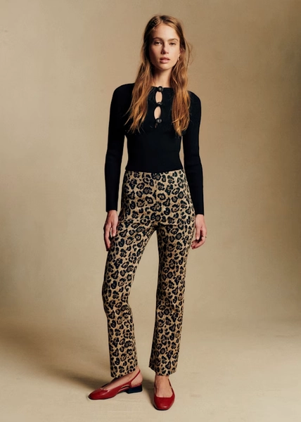 Ciara Trousers - Leopard Jacquard