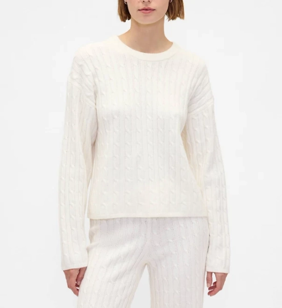 Gap Women's Cashsoft Cable-Knit Crewneck Sweater - Gray or Green Size M with Matching Pants 