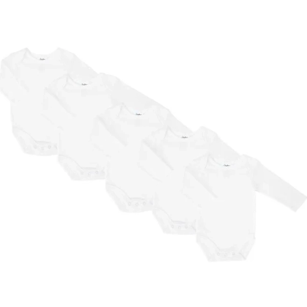 4Baby 5 Pack Bodysuit Long Sleeve White Size 1 - Clothing