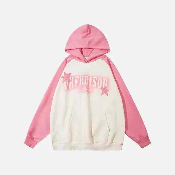 Y2K Letter Star Oversized Hoodie for Ultimate Comfort and Style - Pink L