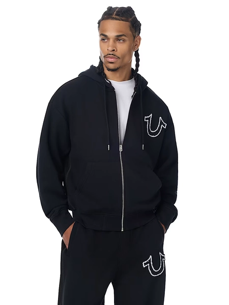 RIBBED BOXY ZIP HOODIE