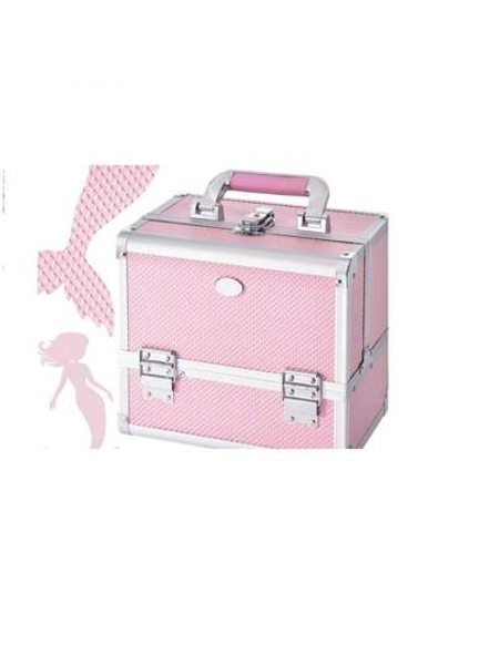 Diamond Pattern Aluminum Alloy Cosmetic Case With ABS Material, Large Capacity And Mirror, Suitable For Cross-Border Storage, Travel And Makeup,Valentine's Day