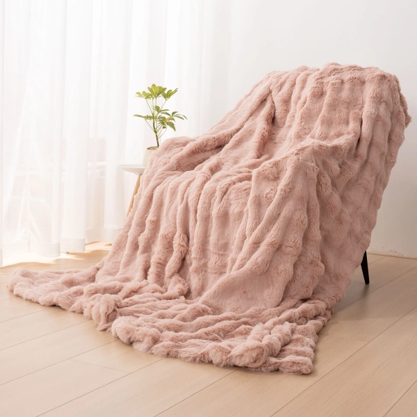Home Soft Things Cozy Warm Luxury Faux Fur Rabbit Throw Blanket, Knitted Soft Thick Furry Cute Plush Reversible Blanket for Sofa, Living Room, Bedroom - Suitable for Winter & Spring & Holiday Gift Ideas & Reviews | Wayfair