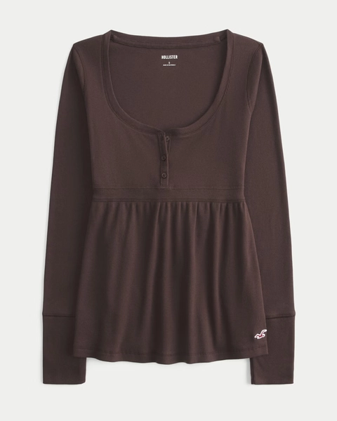 Easy Tie-Back Henley Babydoll Top