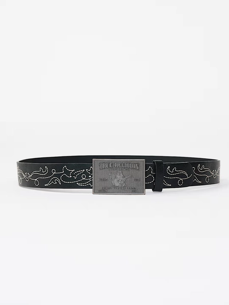 HORSESHOE STITCH LOGO BUCKLE BELT