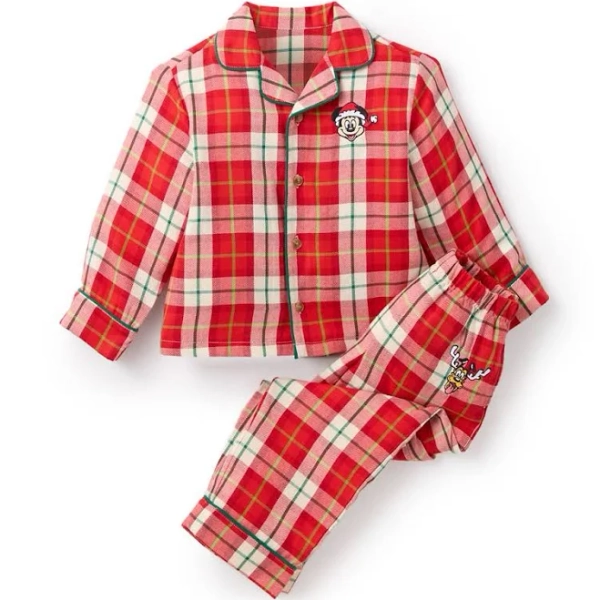 Disney Kids Mickey Mouse and Pluto Plaid Holiday Sleep Set