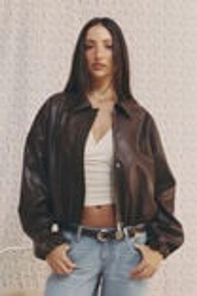 Rue Faux Leather Bomber Jacket