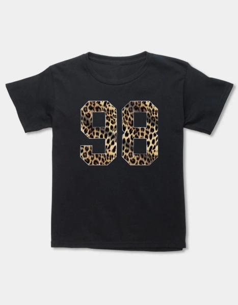 COLLEGIATE 98 Leopard Girls Tee - BLACK