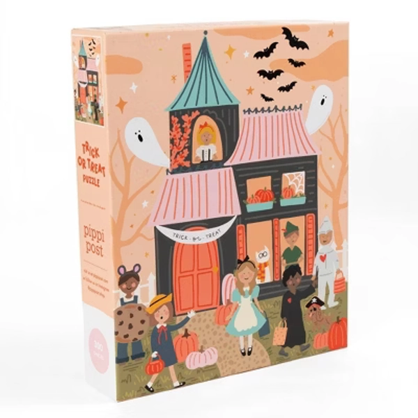 Trick or Treat Puzzle - 300pc: Pippi Post Holiday Jigsaw, Shapes & Colors, Paperboard Material